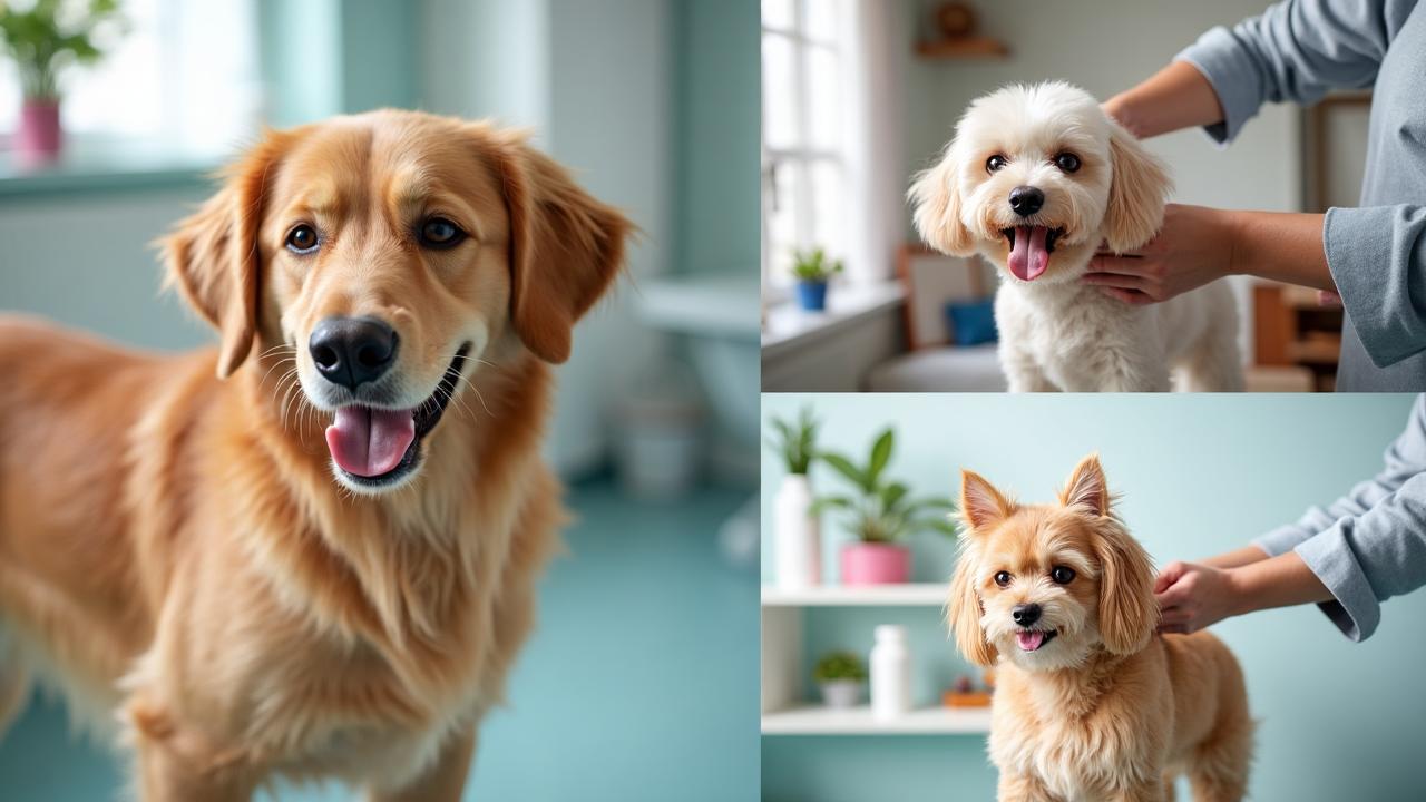 Step-by-step pet grooming process showing professional dog and cat grooming techniques in Lincoln CA